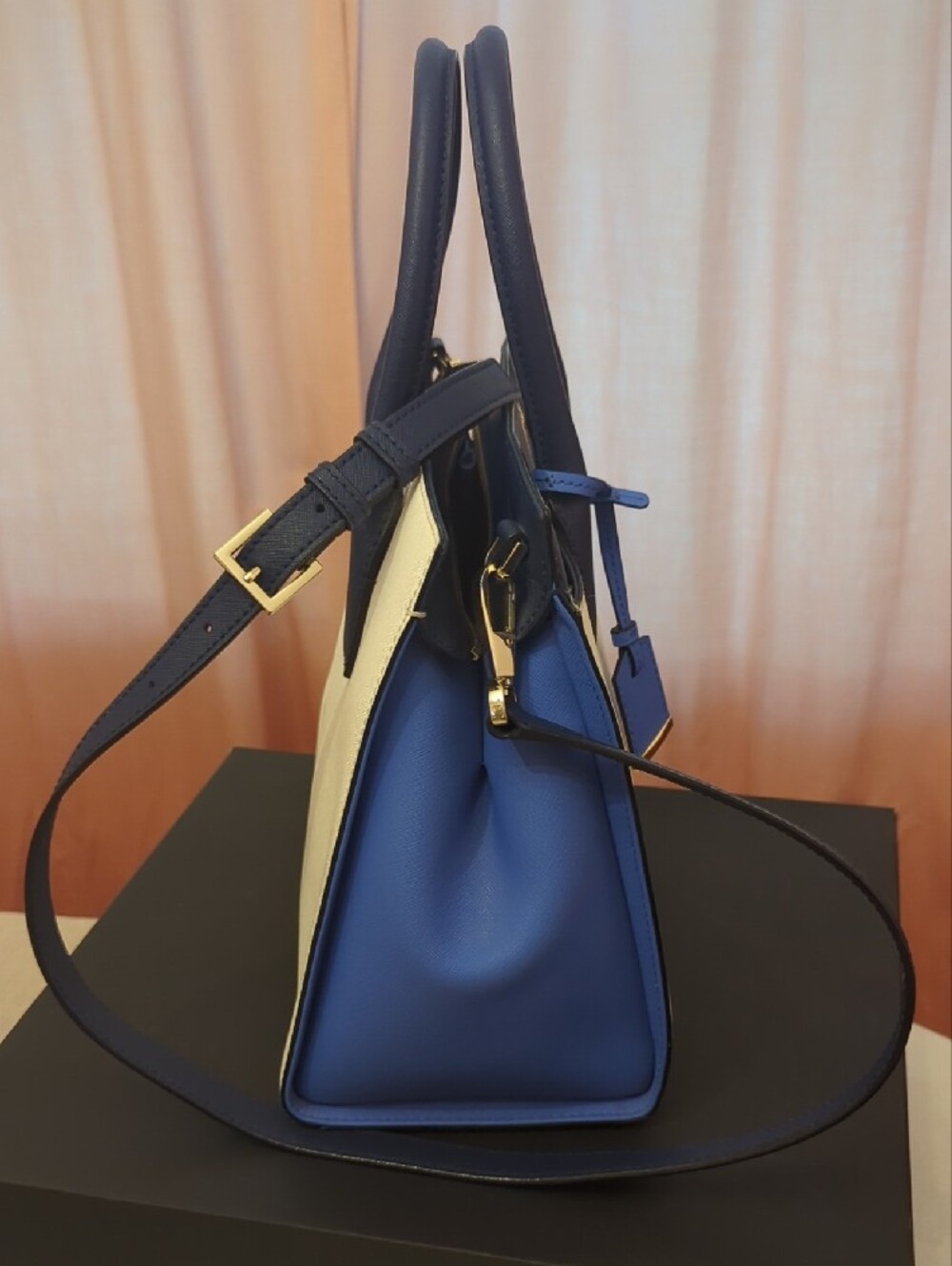 kate spade Tri-Tone Cream and Navy Satchel with Blue Accents - Picture 3 of 7